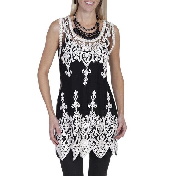 Pretty Angel Silk Blend Sheer Embroidered Tunic | M - Picture 1 of 7